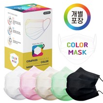 국산 콤파스 개별포장 일회용 컬러 마스크 50매 숨쉬기편한 귀안아픈 덴탈마스크, 화이트 50매입(개별포장)