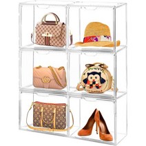 Cutora 6 Pack Clear Handbag Storage Organizers for Closet Plastic Acrylic Handbag Purse Shoes Toy Di