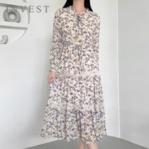 플라워리본넥쉬폰원피스_VI3S2OP3071