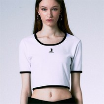 coquetstudio [코케트스튜디오] [WOMAN] SILHOUETTE LOGO U-NECK RIB HALF CROP T WHITE