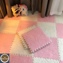 퍼 븍럭 퍼즐 매트 놀이방 거실 베란다 방 층간소음방지, 핑크+화이트