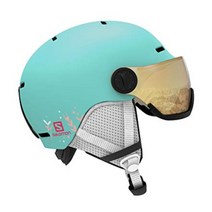 살로몬 어린이 스키 스노우보드 키즈 헬멧 GROM VISOR, Aruba Glossy