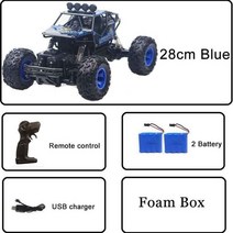 1:12 37cm 4wd rc 자동차 고속 레이싱 오프로드 차량 더블 모터 빅풋 11, 28cm 파란색 2 배터리