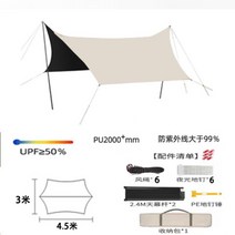 헥사 렉타 타프 블랙코팅 어닝 캠핑 방수 감성, C