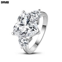 DFMEI 하트 반지 여성 웨딩 반지 다이아몬드 반지