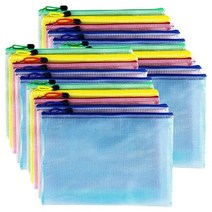 20pcs 지퍼 파일 가방 PVC 문서 가방 지퍼 폴더 문서 파우치 영수증 주최자 사무실 학교 홈 여행 5 색, 하나, 다섯 가지 색상
