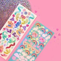 상세정보참고 홀로그램 씰스티커 리무버블 영롱한 빛깔 다꾸 스티커 데코 케이스 꾸미기 다이어리 반짝 큐티 트윙클 감성 나비 베어 사물, 13 kitsch dolpin 키치돌핀
