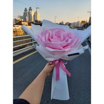 쮸야네핸드메이드샵 에바폼 자이언트플라워 장미 한송이 꽃다발, 사이즈업, 핑크