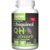 Jarrow Formulas 유비퀴놀 QH-흡수 200mg 60 소프트젤, 60정, 1개