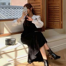 떳다그녀 마로니에 블라우스 and 벨벳 롱 원피스 SET