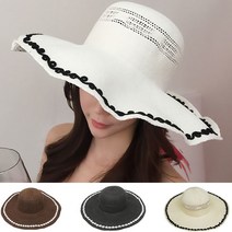 여성 버킷햇 페도라 벙거지모자 챙넓읍 휴양지 모자 CC11633F