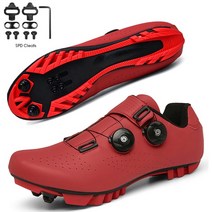 싸이클 슈즈 신발 남녀공용 사이클링 스니커즈 플랫 슈즈 클리트 자동 잠금, 없음, MTB red cleats+42