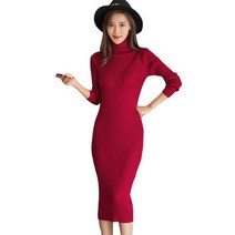 겨울 롱원피스 터틀넥 스웨터 드레스 여성 따뜻한 니트 드레스 블랙 빈티지 긴 소매