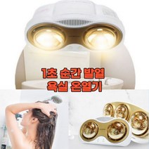 ( 골드/눈부심방지 ) 벽걸이형 방수 가정용 목욕탕 욕실 화장실 난방기 온열기전기 히터 난방용 2구 3구 온열기 난로 복사열, 눈부심방지 2구