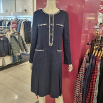 샤트렌 [22년 SS신상품] 하객룩 & 오피스룩으로 활용해도 손색 없는 트위드소재 플리츠 라운드넥 원피스 HCBSOP102