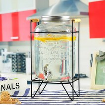 유리 셀프 서비스 병 대용량 음료 디스펜서 15L 미라주 정용 6L 주스 투명한, 5L+ABS 수도꼭지+크래프트 프레임 온수 사