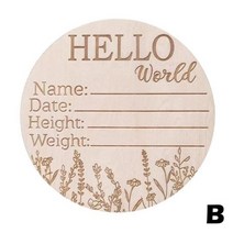 Hello World 출산 발표 사인 나무 마일스톤 카드 소품 성장 사진 기록 Q5G4, B