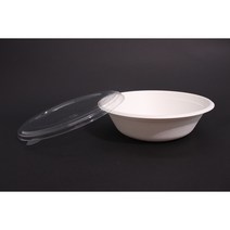 [CLS+] 원형 펄프 32oz 용기 뚜껑 세트(아이보리) 50개 950ml, 1개입