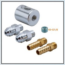 압력 게이지 범용 18 npt 연료 액체 충전 광택 케이스 0-160 psi 및 연료 분사 시스템용 어댑터 키트, 피팅 만