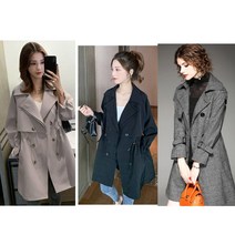 여성 트렌치 체크 코트 코디 외투 캐주얼 롱코트 데일리 점퍼 모직 슬렉스 여자 스트랩 블랙 폴리 슬림핏
