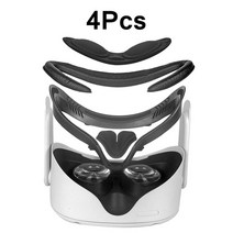 VR 헤드셋 기기 게임 안경 기계 글래스 vr 교체 마스크 pu 가죽 폼 페이스 커버 페이셜 인터페이스 스탠드 눈 렌즈 패드 for meta oculus quest 2 액세서리, 4개