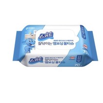 스카트 잘닦이는 엠보싱 물티슈 70매, 10개