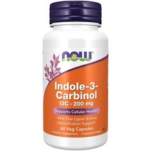 NOW 보충제 Indole-3-Carbinol 200mg 아마 리그난 추출물 식물성 캡슐 60개