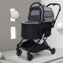강아지기내용가방 애견 이동장 캐리어 야외 럭셔리 접이식 휴대용 애완 동물 4 륜 트롤리 여행 마차 고양이 개 유모차, 회색_640 460 990mm