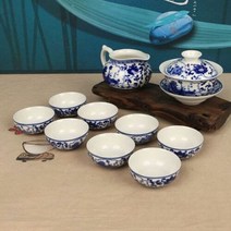 청화백자 실용적인 당초문 개완 개합 다기세트, 단일속성, 1개