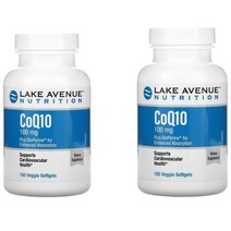 레이크애비뉴뉴트리션 Lake Avenue Nutrition CoQ10 Bioperine 레이크 애비뉴 뉴트리션 코큐텐 코엔자임 큐텐 Q10 바이오페린 추출물 100mg 150정 2팩, 1+1, 150소프트젤