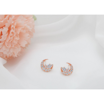 14K 금침 지르코니아 큐빅 달모양 귀걸이 달빛 귀걸이