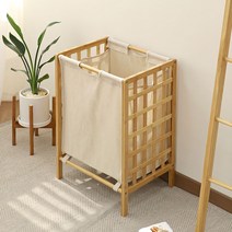 바네스데코 격자 대나무 햄퍼 탈부착 빨래바구니, 단품