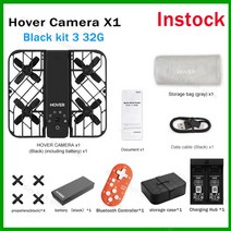 촬영 Hover 카메라 X1 플라잉 드론 라이브 미리보기 셀카 흔들림 HD 야외 캠핑 여행용, 09 블랙 키트 3 32G