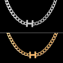 남자목걸이 굵은체인 이니셜 H 남성 골드 실버 힙합 목걸이 기념일 선물