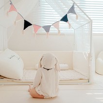 북유럽 아이방꾸미기 니트 삼각 태슬 가랜드 뜨개질소품 3종, 핑크