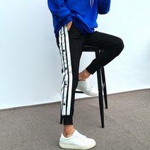 드레인 배색 나일론 조거 팬츠