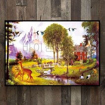 바이헌터114-유럽 스타일의 벽 그림 시골 전원 풍경 장식화 액자 없음(12mm질감), V