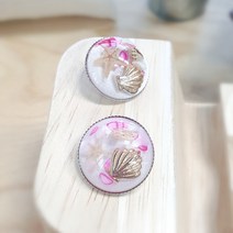 비즈라이프 20mm원형 해변 보석단추 1개, 핑크