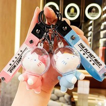 1+1 우주 고양이 캐릭터 열쇠고리 자동차 가방 키홀더 에어팟 키링 스트랩, 스카이