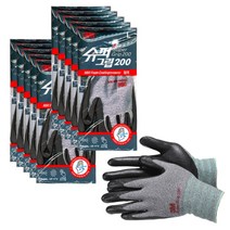 3M 슈퍼그립200 장갑 x10켤레 코팅 안전 작업 다목적 터치가능, 사이즈M 10켤레