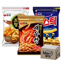 농심 대용량 지퍼 스낵세트 3종 매운새우깡+조청유과+포스틱, 1세트
