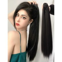 인모 붙임머리 노팁 가발 미용 헤어 염색 연장 컬러, 상세 페이지 참고, 브라운과 블랙 50cm