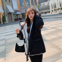 ANYOU 오버핏 겨울 숏패딩 여성 빅사이즈 후드 경량패딩