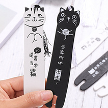 귀여운 고양이 책갈피 끈달린 걸이형 북마크, 색상, 화이트