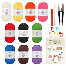 코튼돌 뜨개실x10볼+코바늘50호+돗바늘+쪽가위+단수링+니팅맵, 무지개