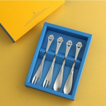 인스푼 스마일 이니셜 티스푼포크 기념품 돌답례품, 포크2+티스푼2, 스마일 4P (포크2+티스푼2), 인쇄함 / 빨강도트, 1세트