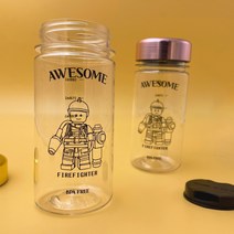 마이보틀 트라이탄 블럭 피규어 디자인 태권도 피아노 학원 보틀 물병 물통 350ml, 슈퍼히어로, 메탈 실버