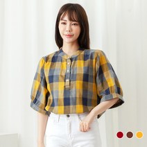 사입자mall C81927_깅엄오버블라우스 체크남방 여성용 여름 남방