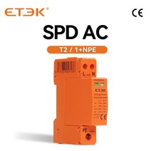 ETEK SPD 하우스 AC 서지 보호 장치 275V 피뢰 유형 T2 2P 1P + NPE 20KA ~ 40KA EKU6, 01 2P(1-NPE)