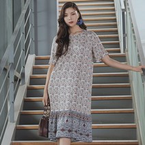 [로질리] [1종]여성미라벨에스닉원피스레드프린트